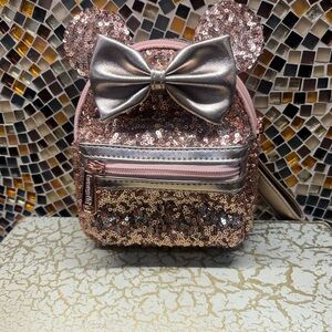 Loungefly Disney parks Pink and Silver Backpack